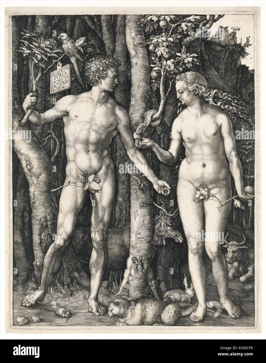 This painting depicts Adam and Eve in the Garden of Eden, illustrating ...