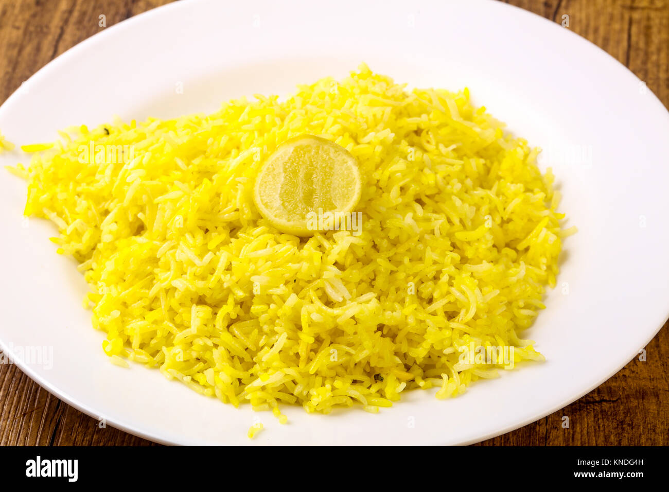 Yellow Rice India Indian traditional cuisine - Yellow Rice with Lime Stock Photo - Alamy
