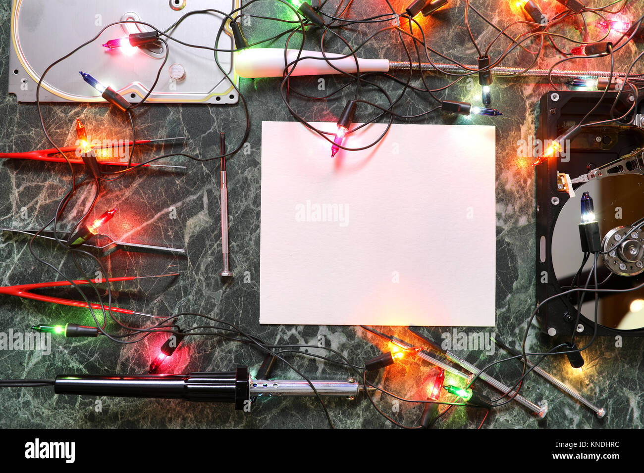 clean sheet of paper on desktop with tools Stock Photo - Alamy