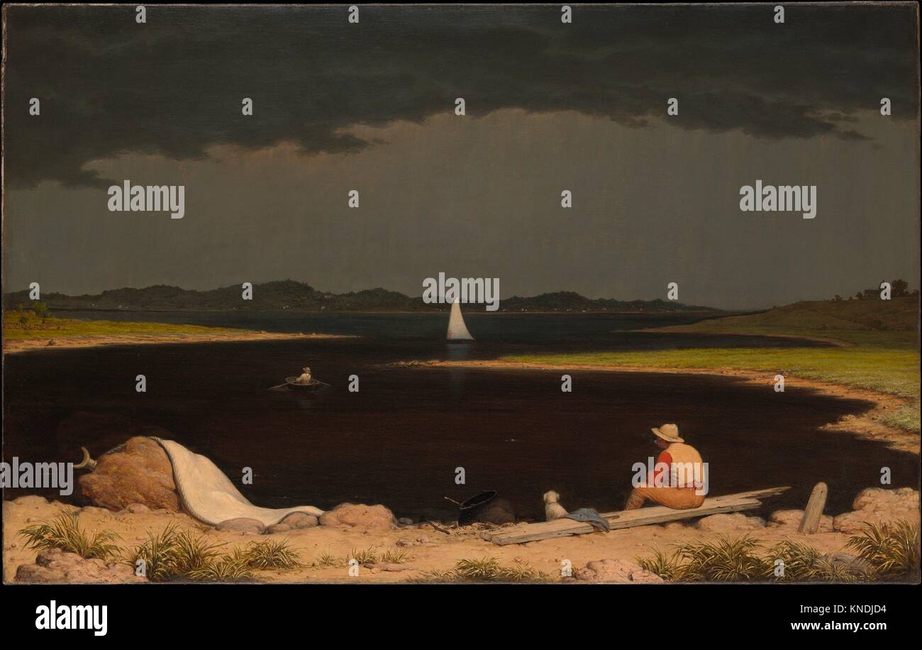 Approaching Thunder Storm. Artist: Martin Johnson Heade (1819-1904); Date: 1859; Medium: Oil on canvas; Dimensions: 28 x 44in. (71.1 x 111.8cm); Stock Photo