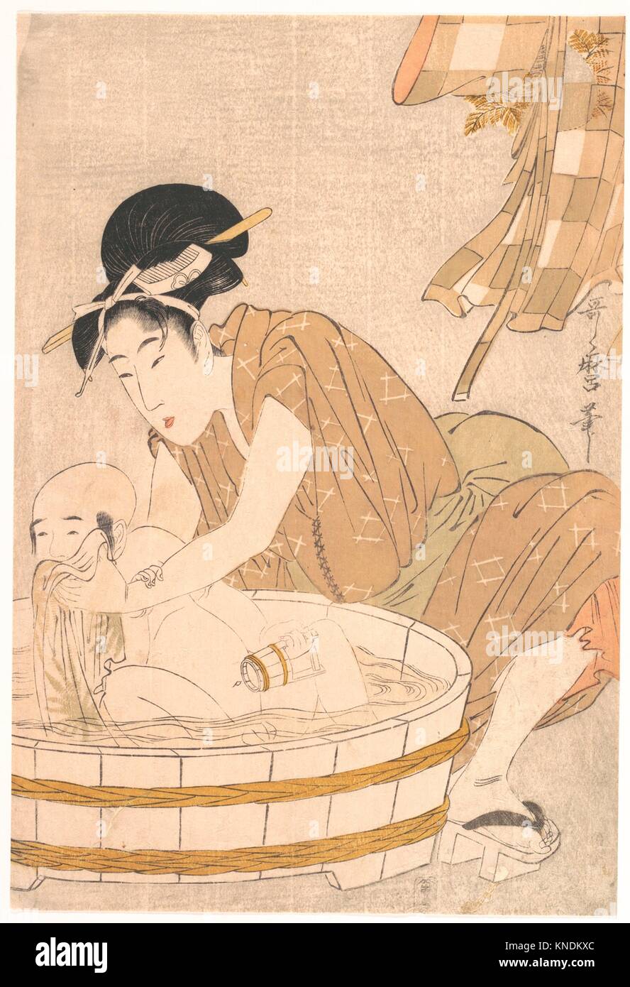 è¡Œæ°´/Bathtime (Gyozui). Artist: Kitagawa Utamaro (Japanese, 1753?-1806); Period: Edo period (1615-1868); Date: ca. 1801; Culture: Japan; Medium: Stock Photo