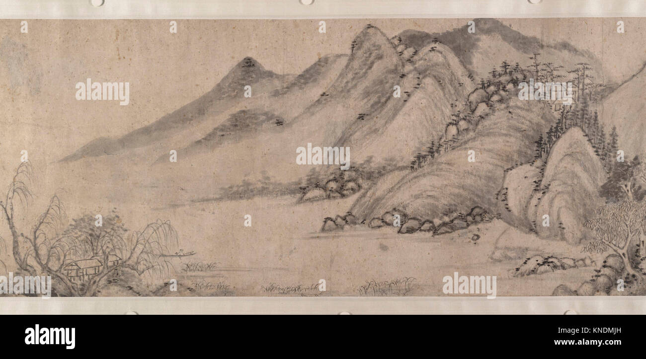 Mountain and Stream in Autumn. Artist: Bian Wenyu (Chinese, active ca. 1611-71); Period: Ming dynasty (1368-1644); Date: dated 1634; Culture: China; Stock Photo