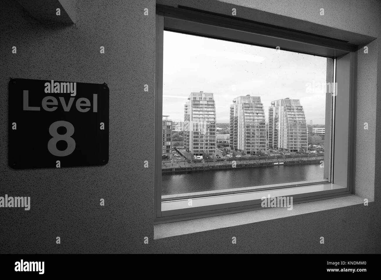 View of Media City Apartments from level 8 of the multi storey car park
