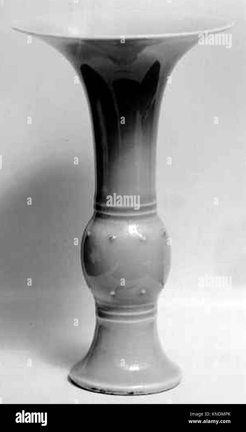Beaker. Period: Qing dynasty (1644-1911), Kangxi mark and period (1662-1722); Culture: China; Medium: Porcelain with clair de lune glaze; Dimensions: Stock Photo