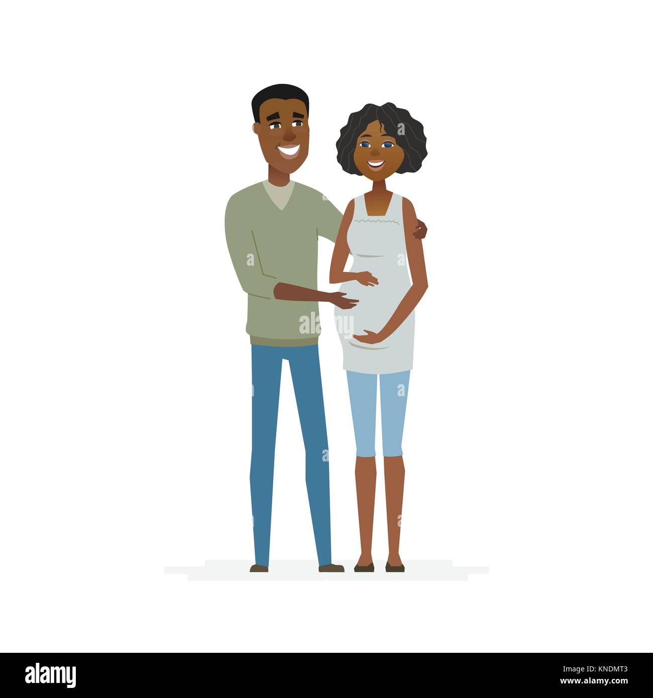 African couple expecting a baby - cartoon people characters isolated illustration Stock Vector