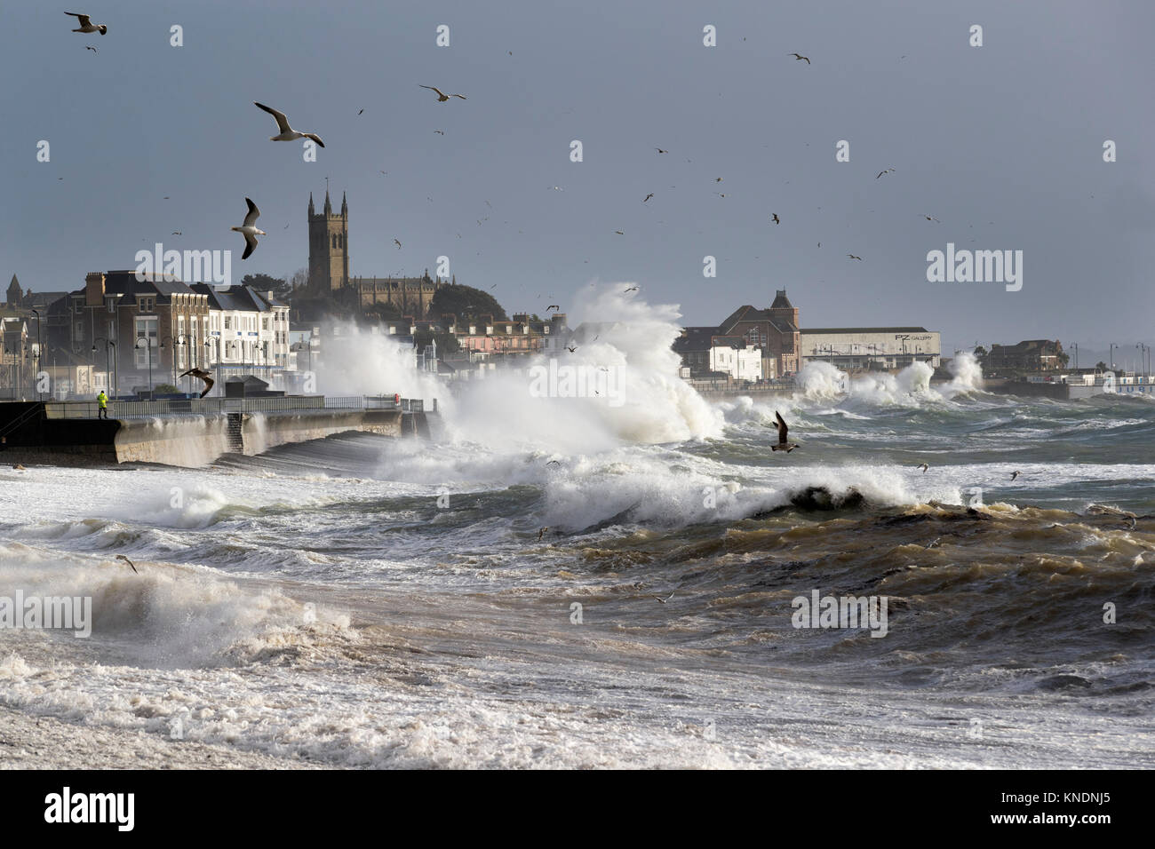 Penzance; Storm Waves; Cornwall; UK Stock Photo