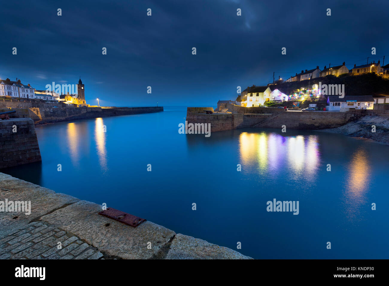 Porthleven at Night; Cornwall; UK Stock Photo Alamy