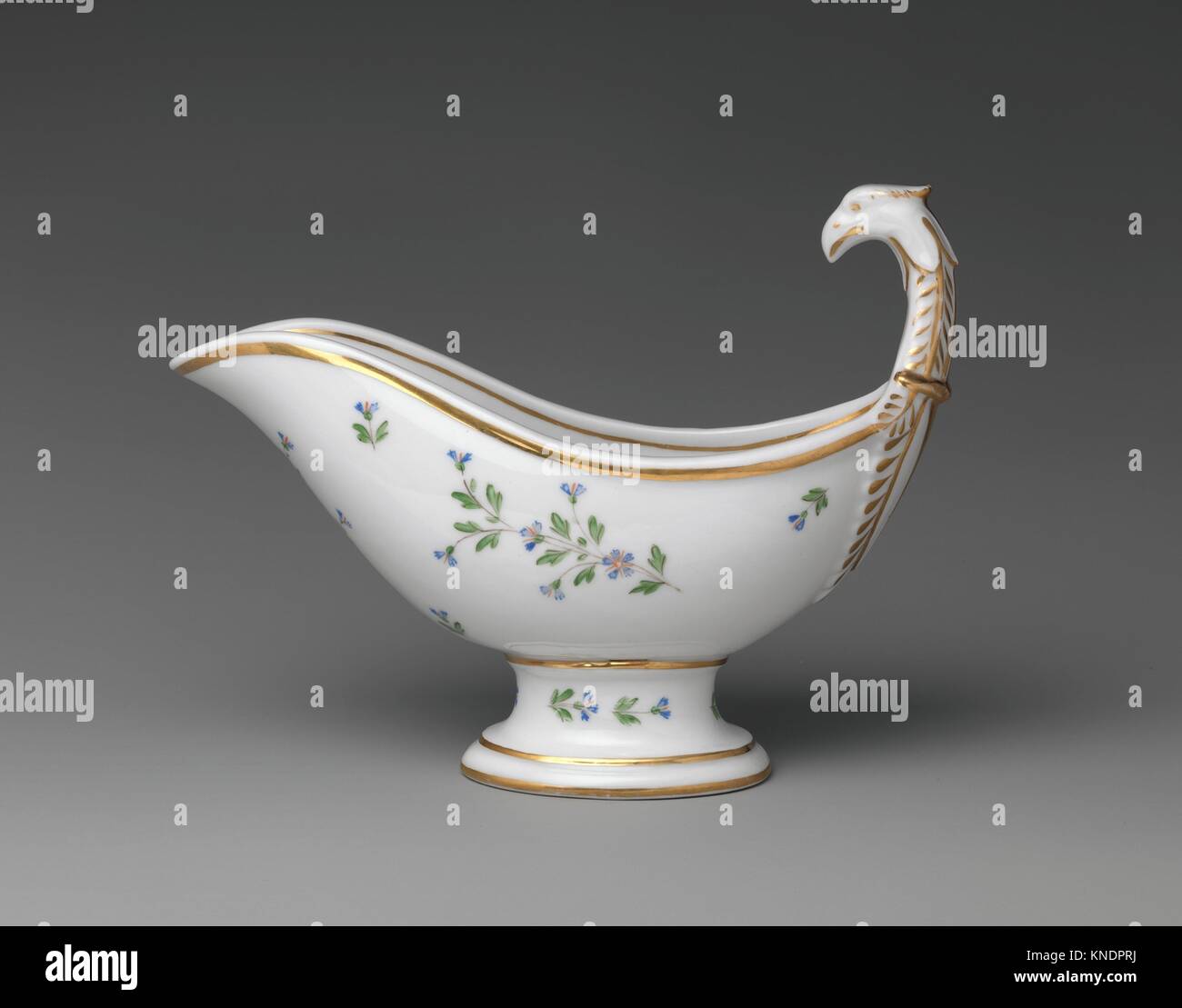 Sauceboat. Date: 1815-30; Geography: Made in Paris, France; Culture: French; Medium: Porcelain; Dimensions: 6 3/4 x 9 1/8 x 3 1/2 in. (17.1 x 23.2 x Stock Photo