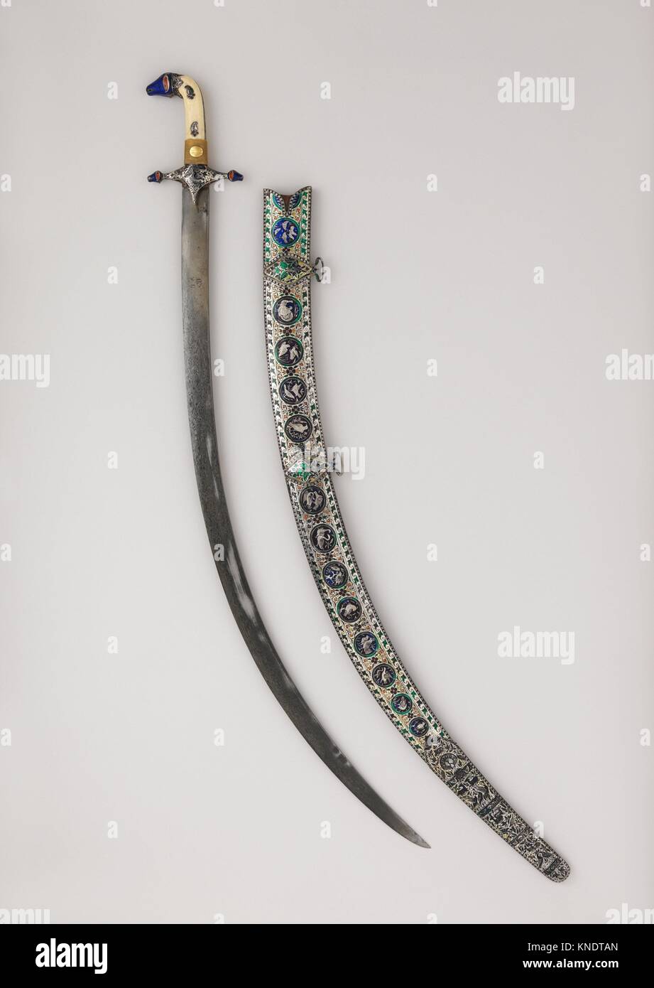 Saber (Shamshir) with Scabbard. Date: hilt and scabbard, dated 1819; blade, 18th century; Geography: probably Lucknow, Uttar Pradesh; Culture: Stock Photo