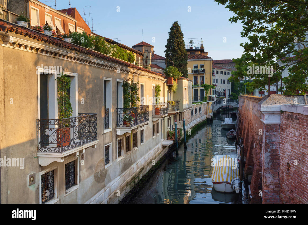 A quiet backwater canal Rio De la Salute in Dorsoduro Venice Stock Photo