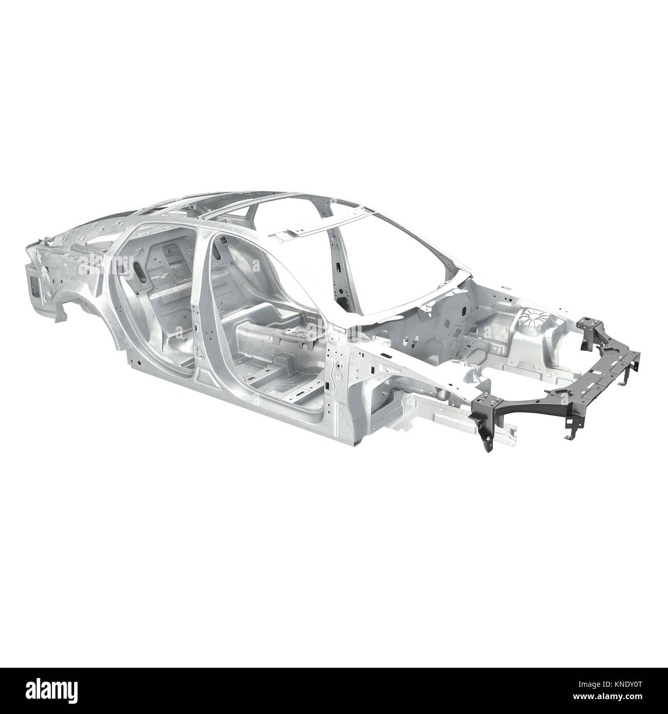 Car Frame without Chassis on white. Angle from up. 3D illustration