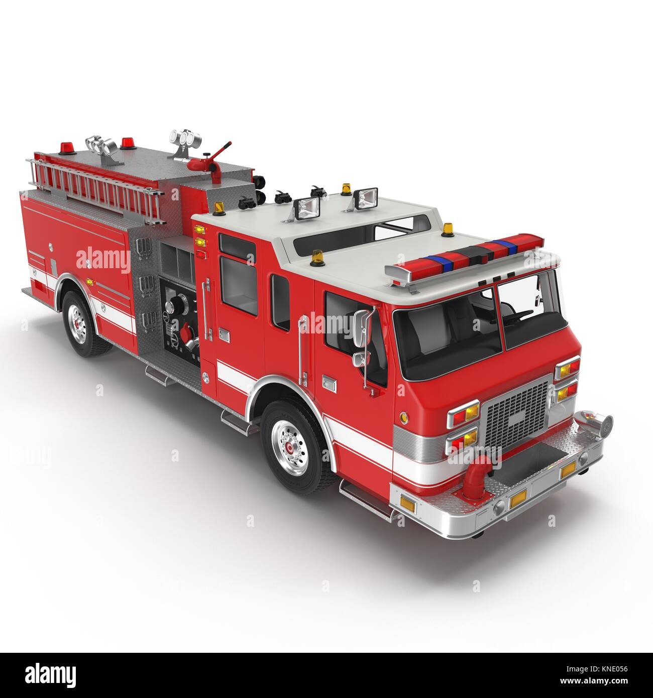 Fire Engine isolated on white. 3D illustration Stock Photo - Alamy