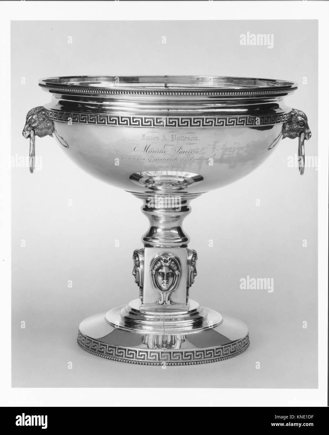 Compote MET 190431 2217 Maker: William Gale and Son, active ca. 1850?58 and 1863?66, Compote, ca. 1860, Silver, Overall: 9 1/2 x 10 7/16 in. (24.1 x 26.5 cm); 40 oz. 1 dwt. (1245.7 g) Lip: Diam. 9 3/8 in. (23.8 cm) Foot: Diam. 6 1/4 in. (15.9 cm). The Metropolitan Museum of Art, New York. Purchase, Anonymous Gift, 1968 (68.114) Stock Photo