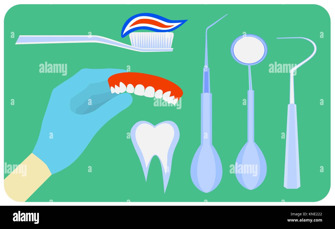 Flat dental instruments set design concept background. Vector ...