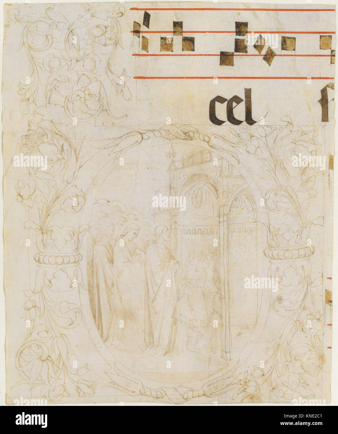 Decorated Initial with Scene of Christ Entering the Temple. MET DT4500 338272 Stock Photo