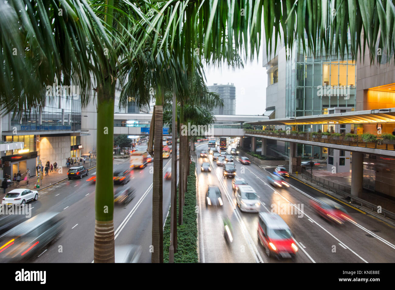 The view of the traffic on the streets of Hong Kong Islands Stock Photo