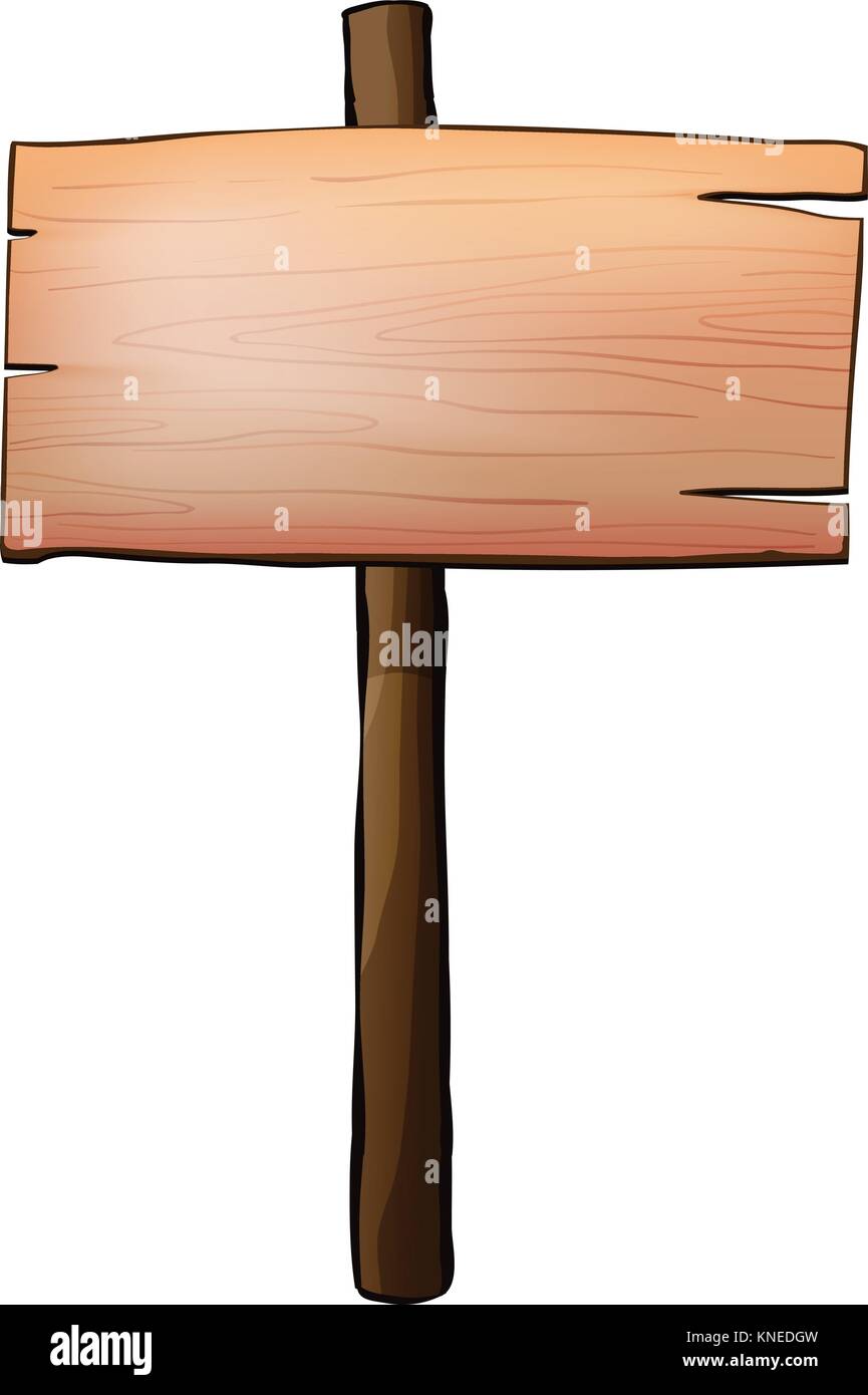 Illustration of an empty signboard made of wood on a white background ...