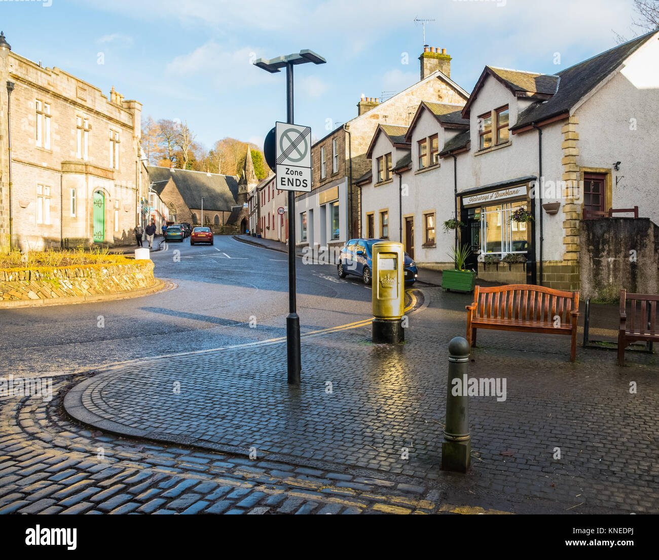 Dunblane,Scotland,UKDecember 04,2017 Dunblane town centre and the