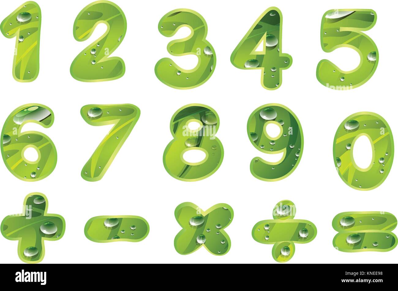 illustration of numbers and signs on a white background Stock Vector ...