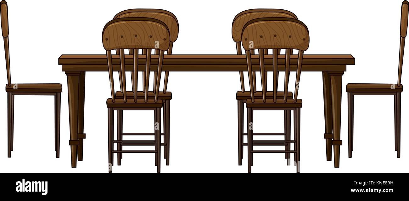 Illustration of a dinning table on a white background Stock Vector ...