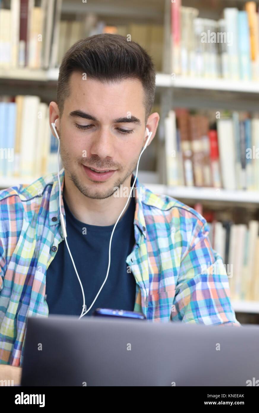 Student in the library, University of the Basque Country, Donostia, Gipuzkoa, Spain Stock Photo