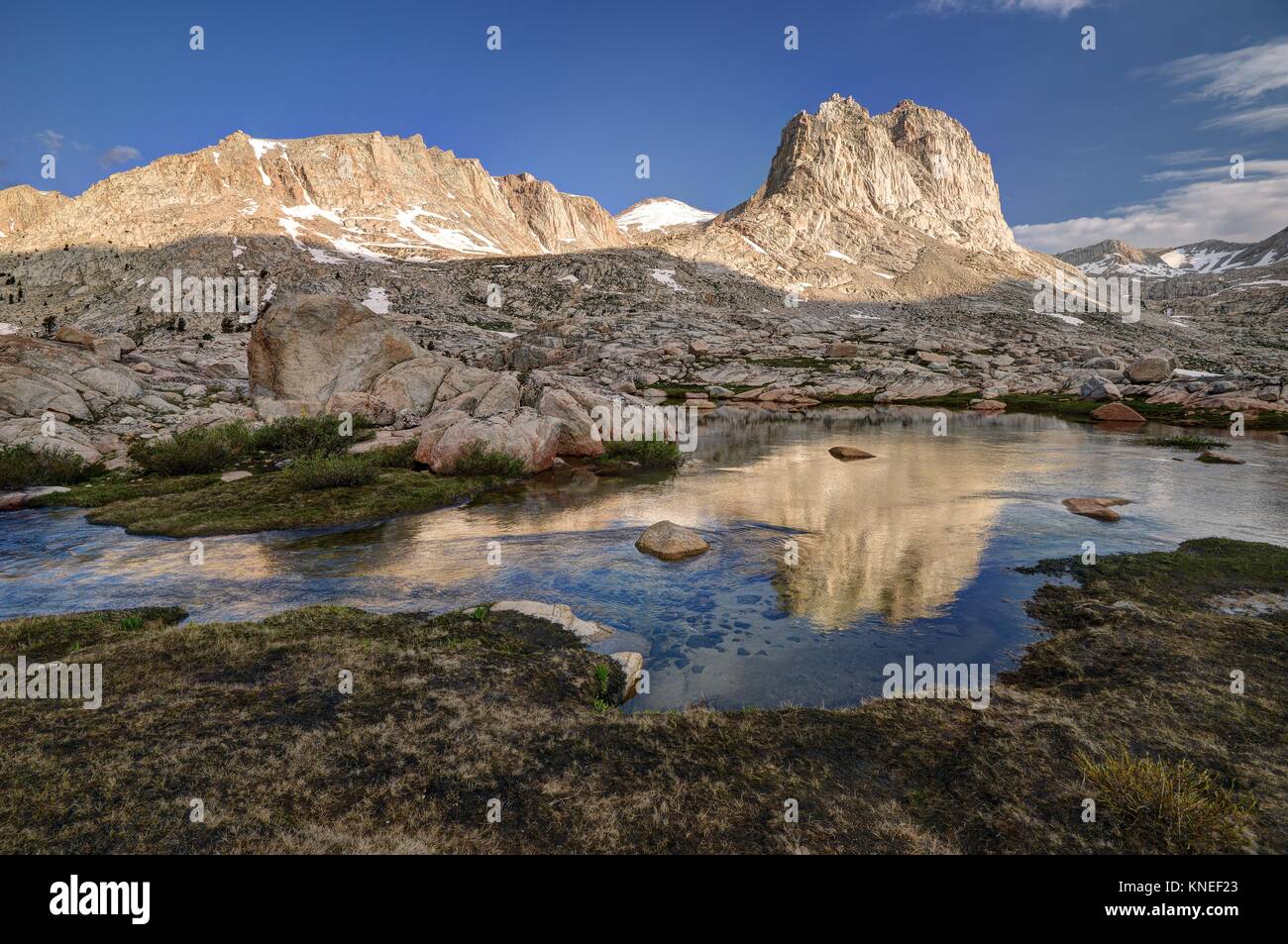 Mountain Reflections in Rock Creek, Sequoia National Forest, California, United States Stock Photo