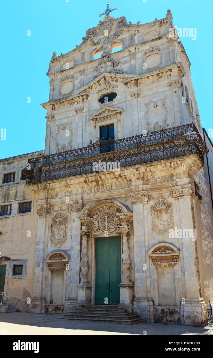 Church Chiesa di Santa Lucia alla Badia, right near cathedral of Siracusa (Ortigia island at city of Syracuse, Sicily, Italy). Beautiful travel photo  Stock Photo