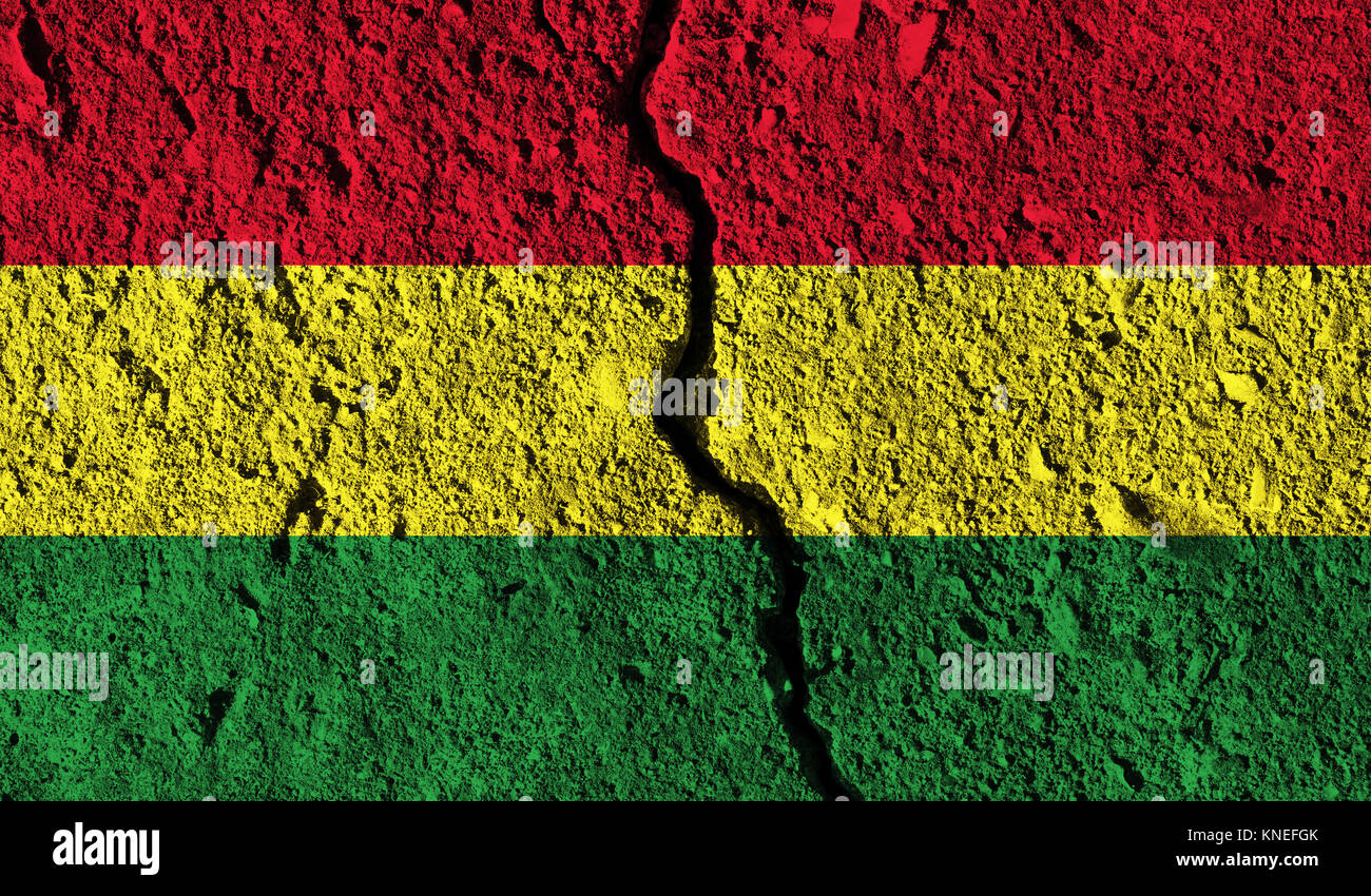Bolivia flag with crack through the middle. Country divided concept ...