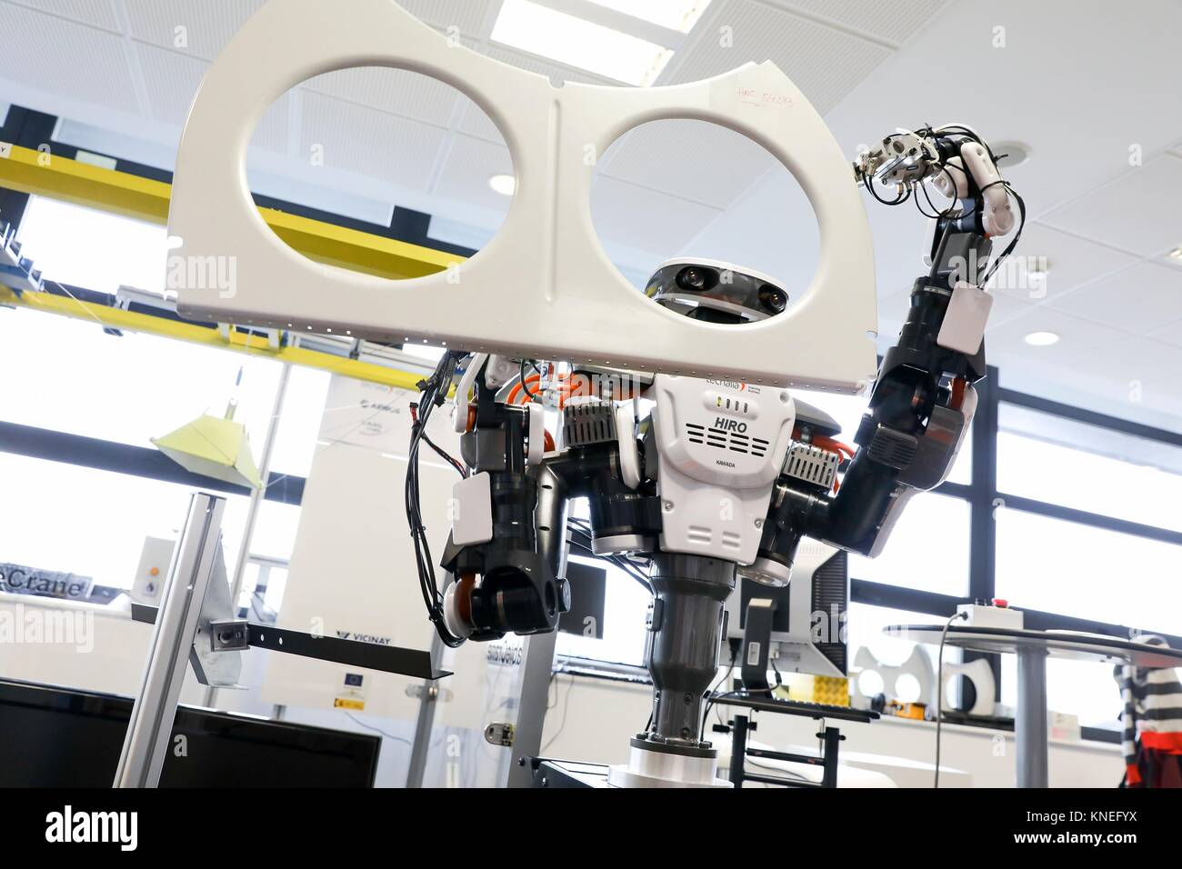 Robot with two arms for flexible robotics. Humanoid robot for automotive assembly tasks in collaboration with people, Industry, Tecnalia Research & Stock Photo