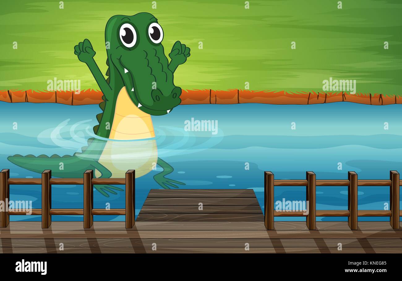 Illustration of a crocodile in the river Stock Vector Image & Art Alamy