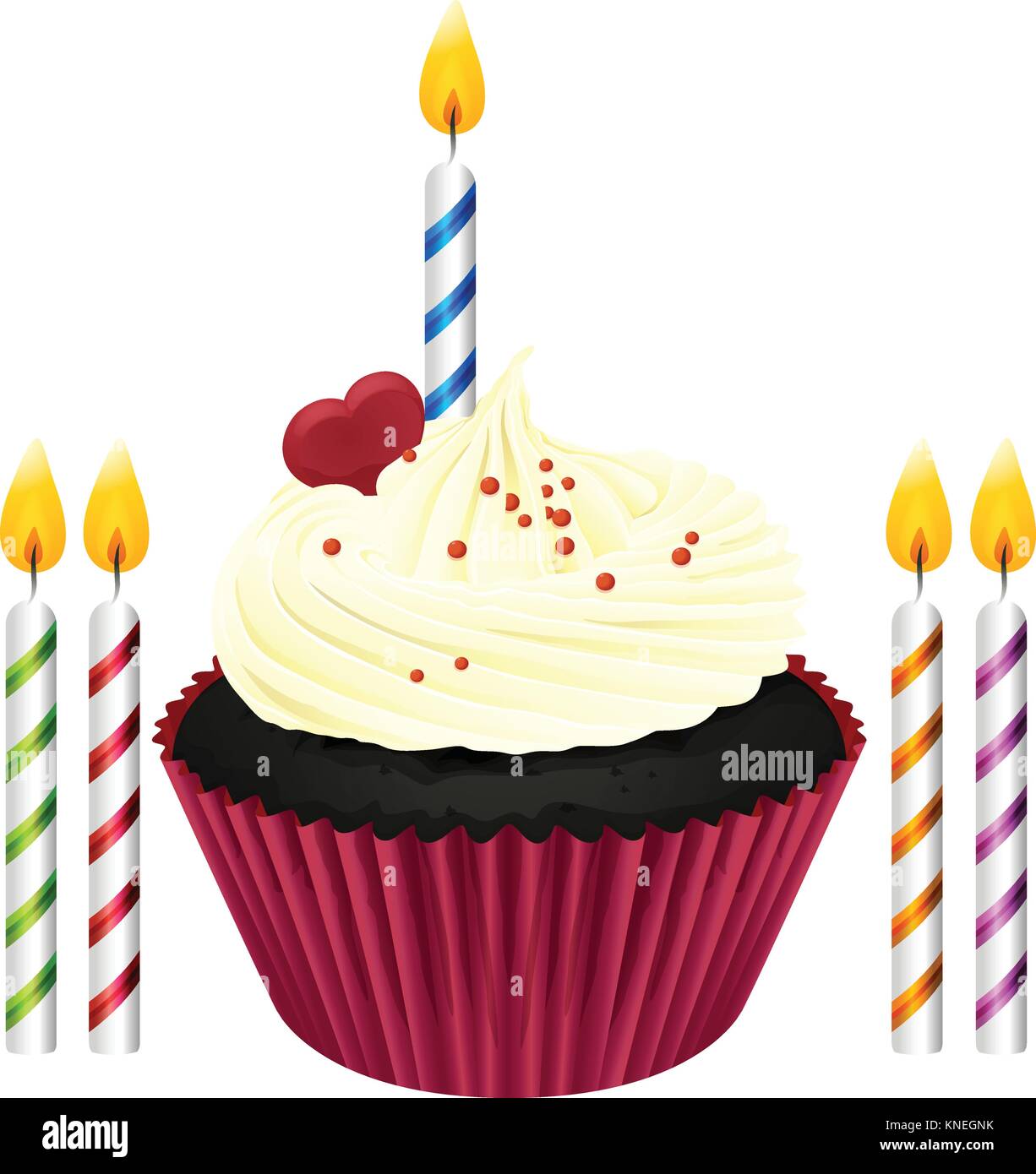 Illustration of an isolated cupcake and candles on a white background ...