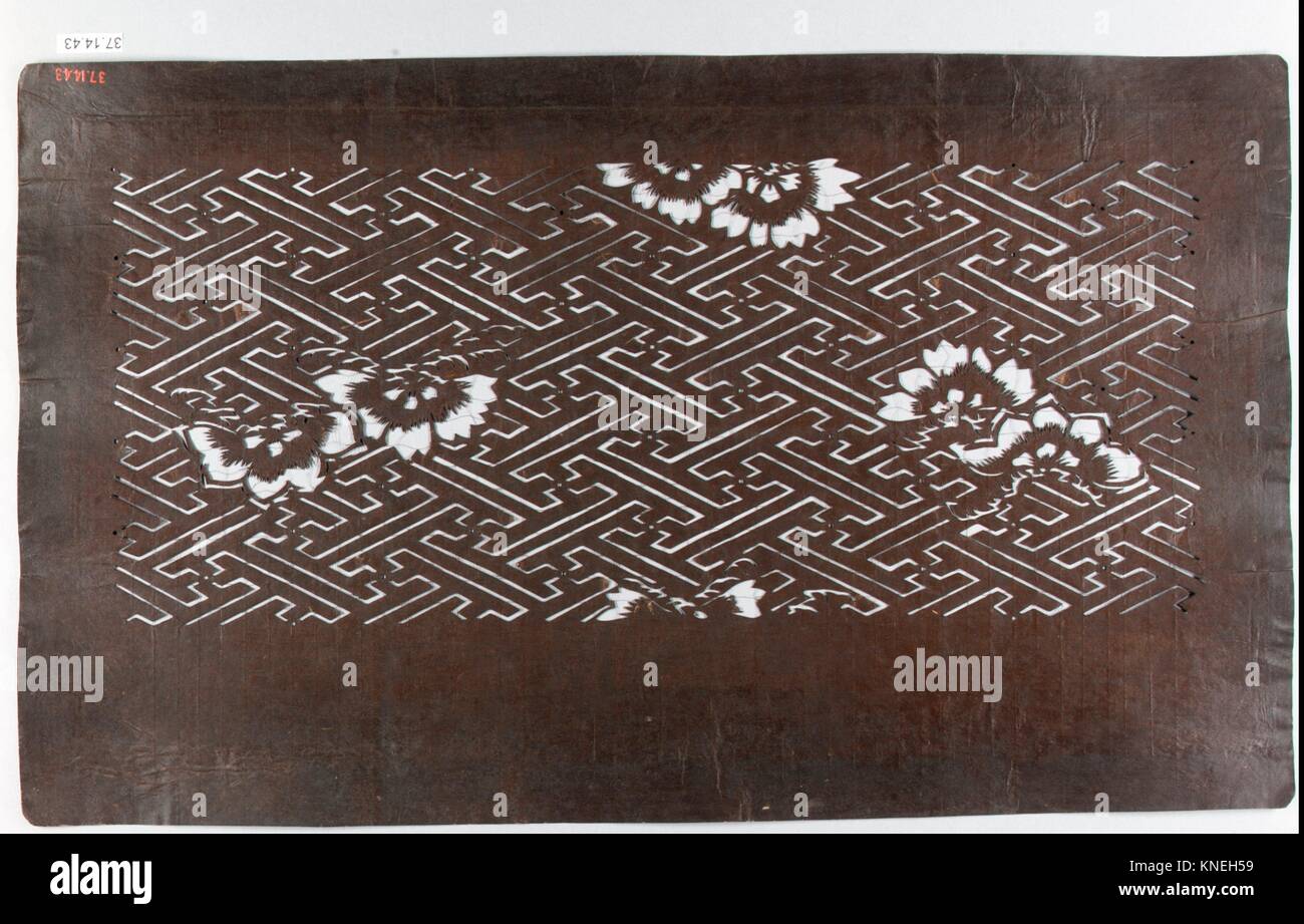 Stencil. Period: Edo period (1615-1868); Date: early 19th century; Culture: Japan; Medium: Paper, silk; Dimensions: 9 5/8 x 16 in. (24.4 x 40.6 cm); Stock Photo