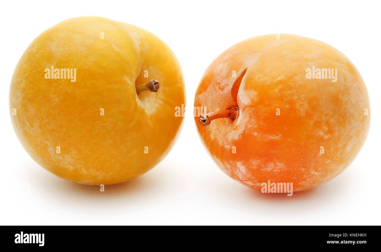 Fresh plums over white background Stock Photo