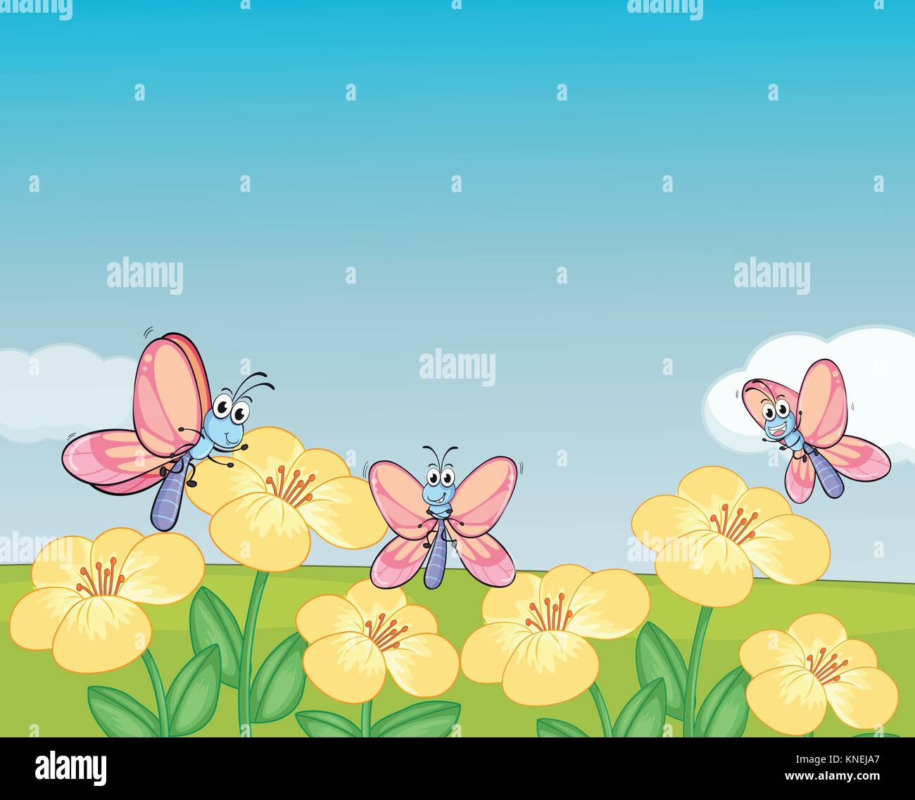 Illustration of flying butterflies in a beautiful nature Stock Vector Image & Art Alamy