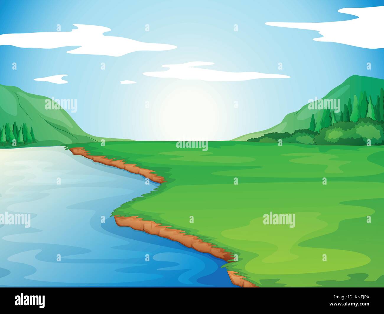 Illustration of a river in a beautiful nature Stock Vector Image & Art ...