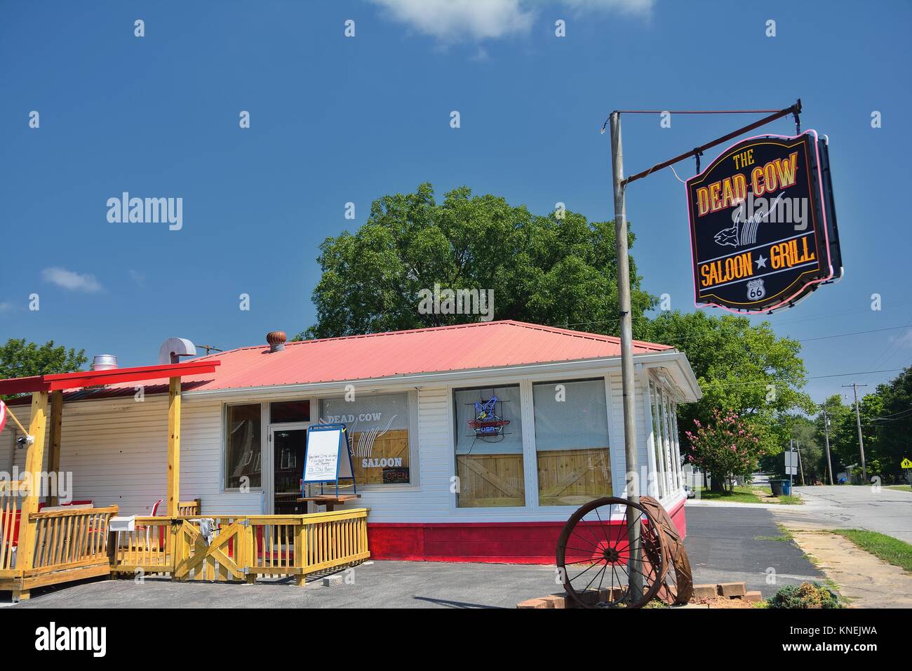 Carterville, Missouri - July 19, 2017: The Dead Cow Saloon and Grill is a famous location on Route 66 as it passes through Missouri. Stock Photo