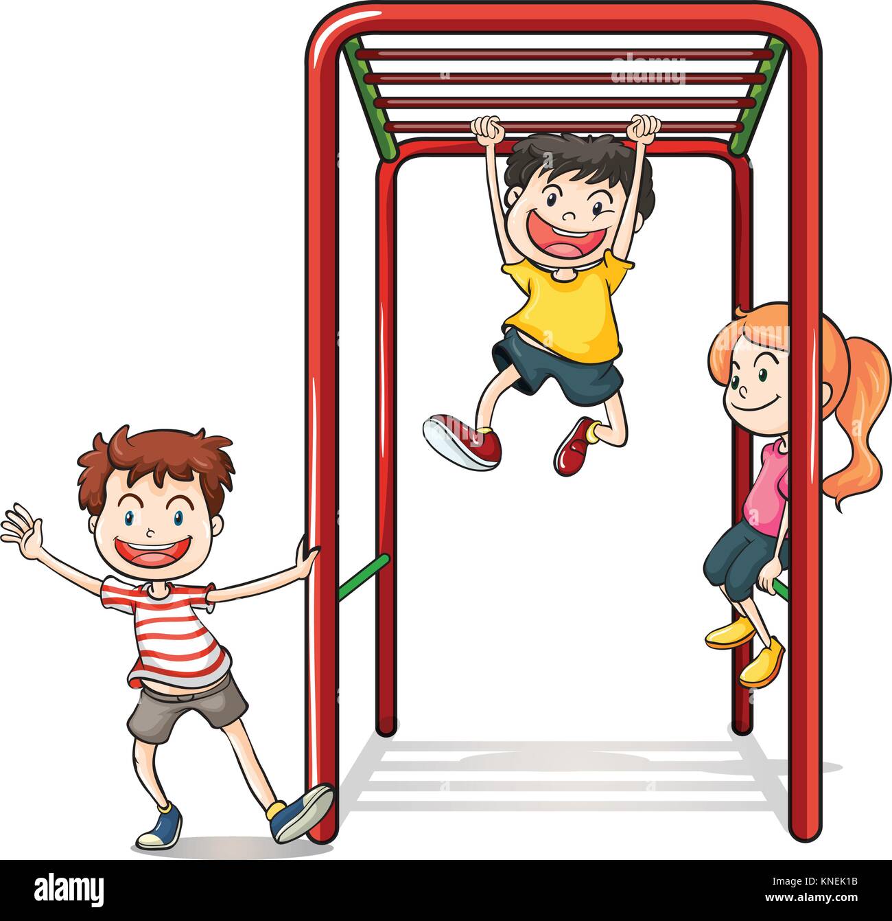 Illustration of kids playing with a monkey bars on a white background ...