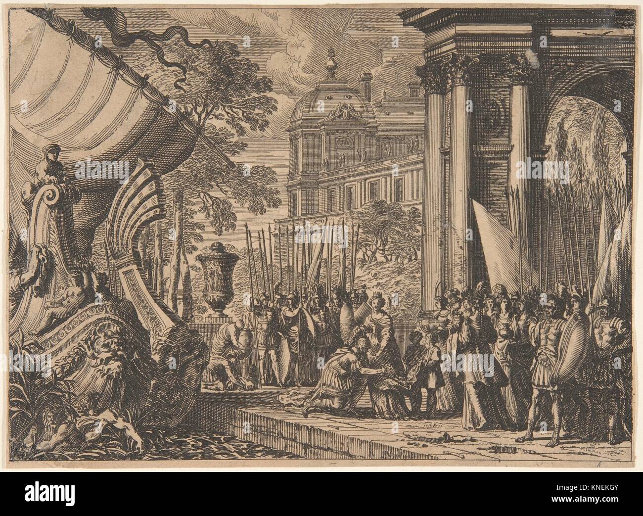 Aeneas´s Farewell to Dido. Artist: Jean Le Pautre (French, Paris 1618-1682 Paris); Medium: Etching; Dimensions: 6 1/8 x 8 1/4in. (15.5 x 21cm); Stock Photo