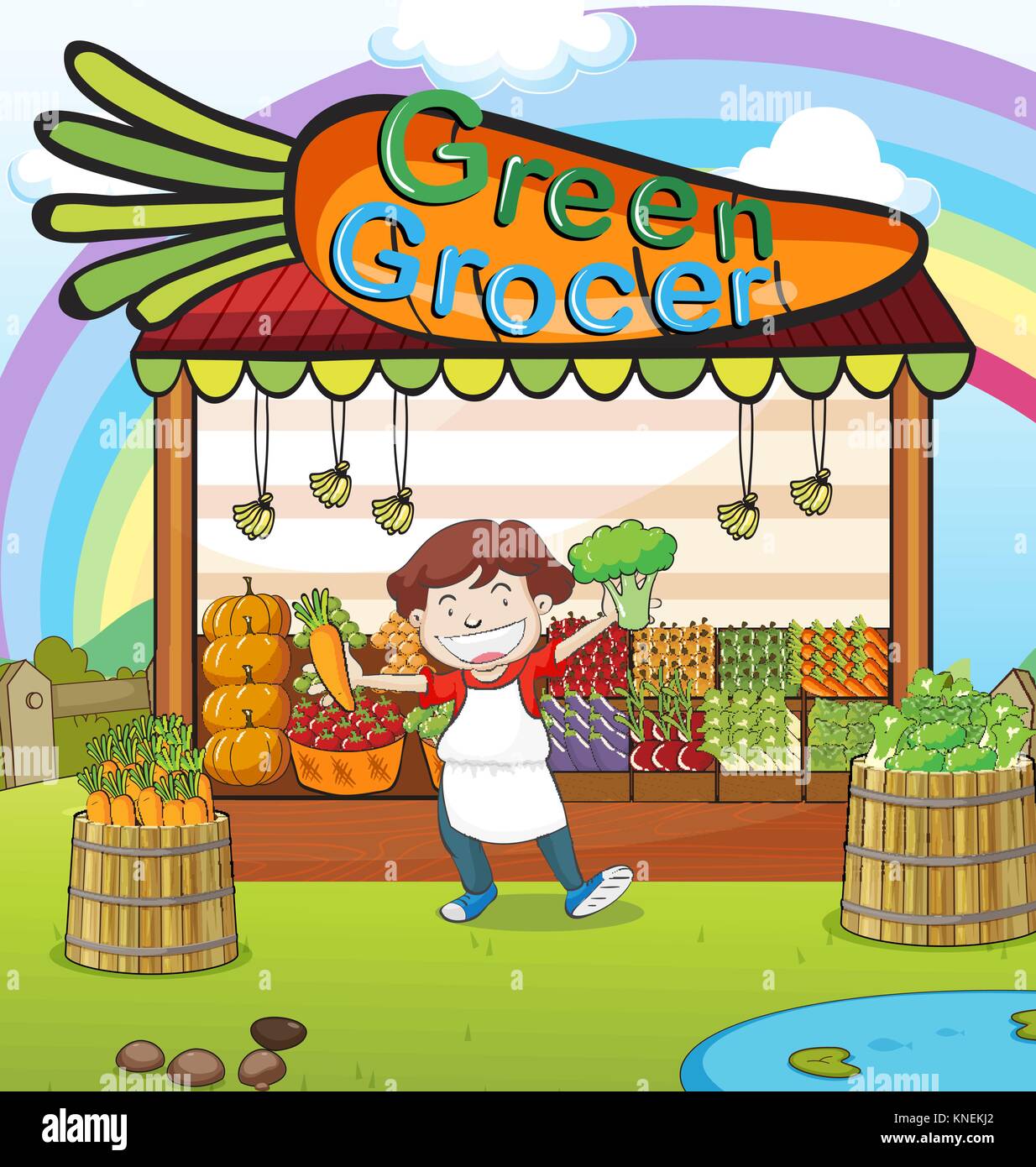 Illustration of a man and a vegetable shop Stock Vector Image & Art Alamy