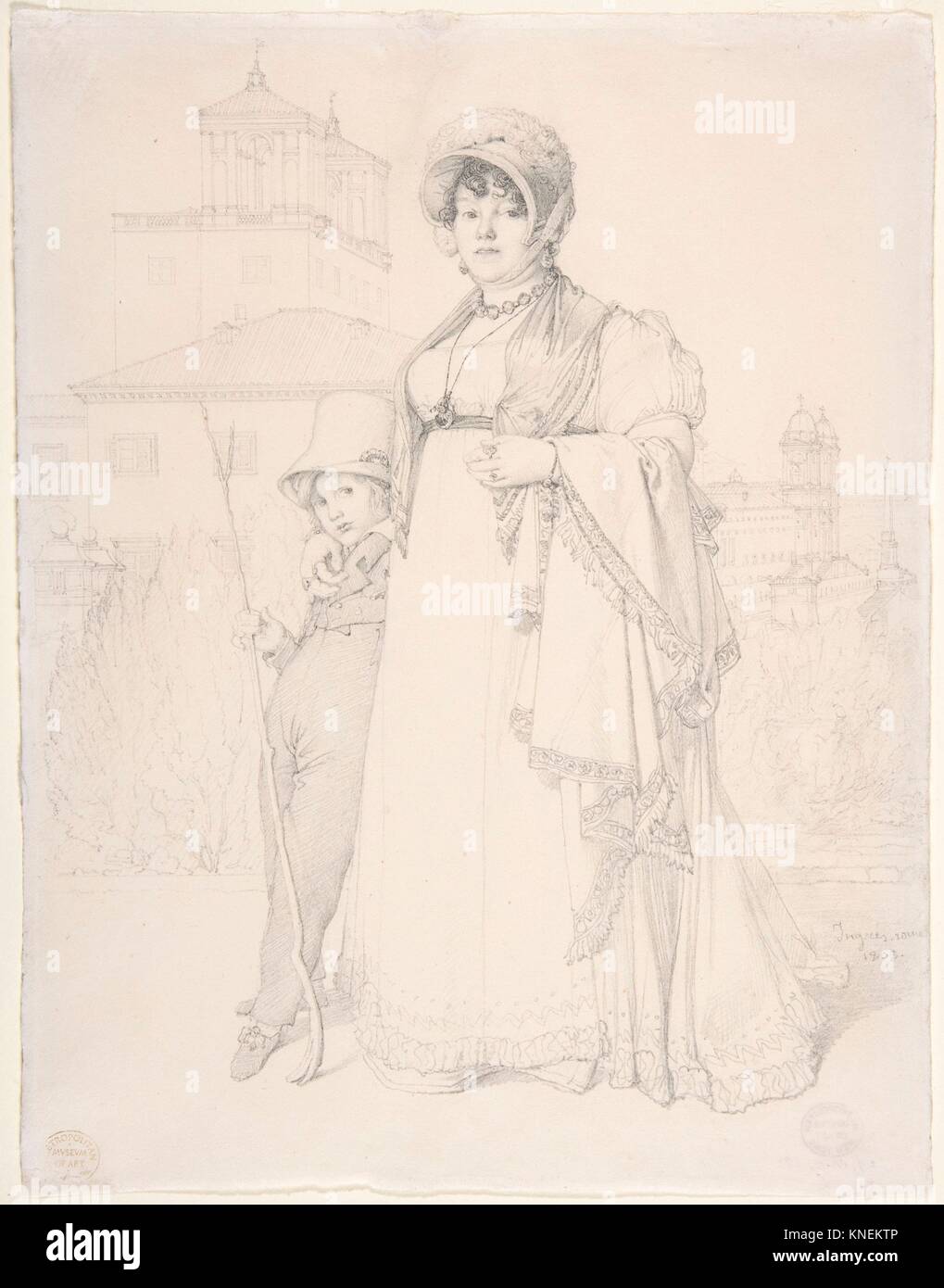 Madame Guillaume Guillon Lethière, née Marie-Joseph-Honorée Vanzenne, and her son Lucien Lethière. Artist: Jean Auguste Dominique Ingres (French, Stock Photo