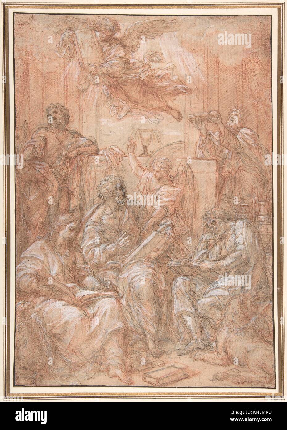 Allegory of the Old and New Dispensations. Artist: Carlo Maratti (Italian, Camerano 1625-1713 Rome); Date: 1700-1708; Medium: Pen and brown ink, over Stock Photo