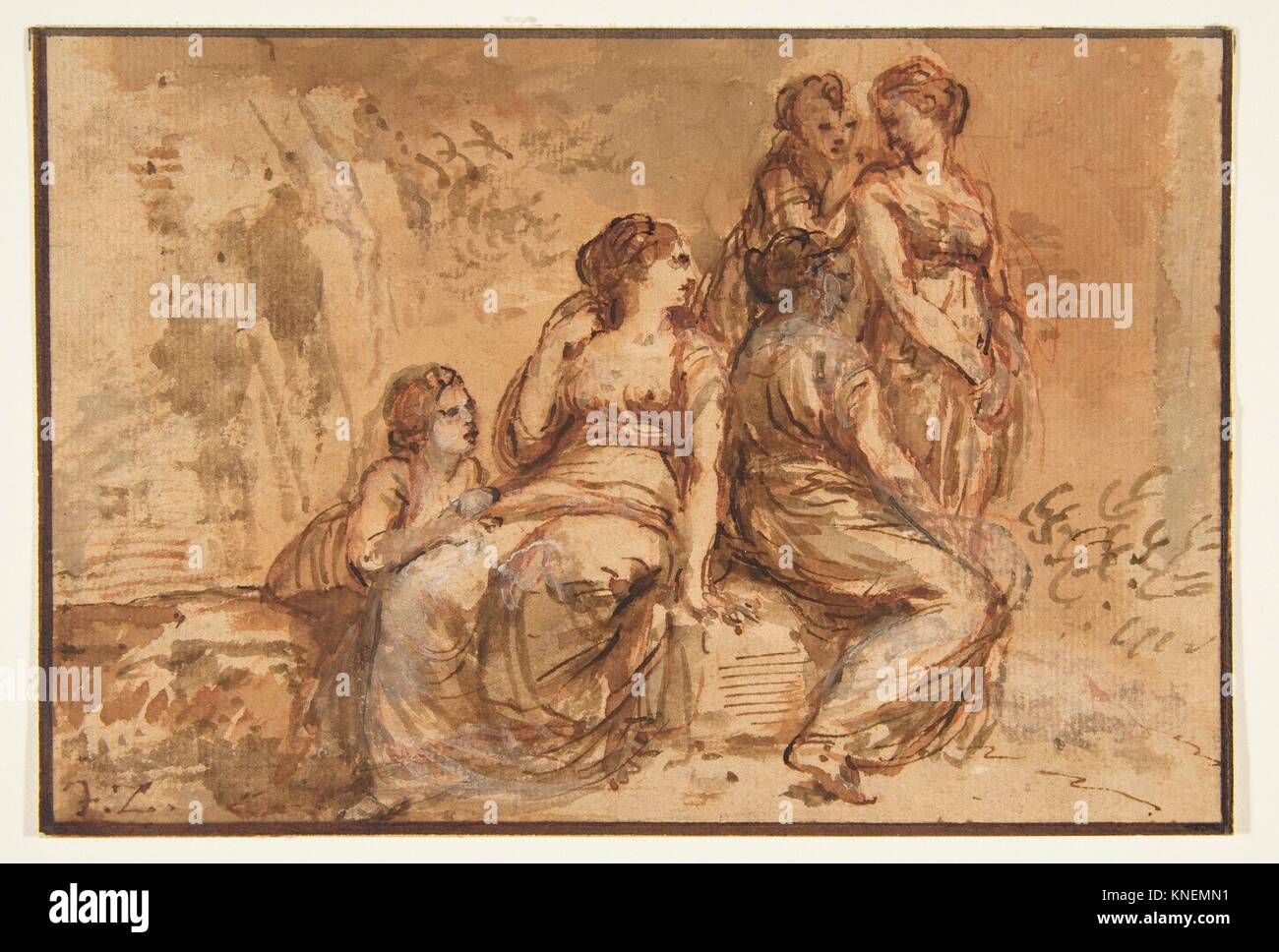 Five Young Women in a Landscape. Artist Francesco Zuccarelli (Italian