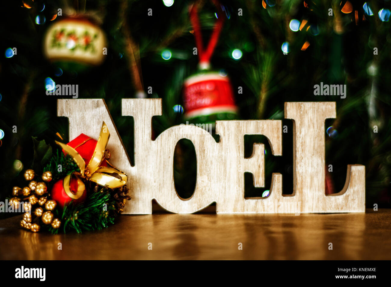 The first Noel - Home-made Christmas decoration Stock Photo