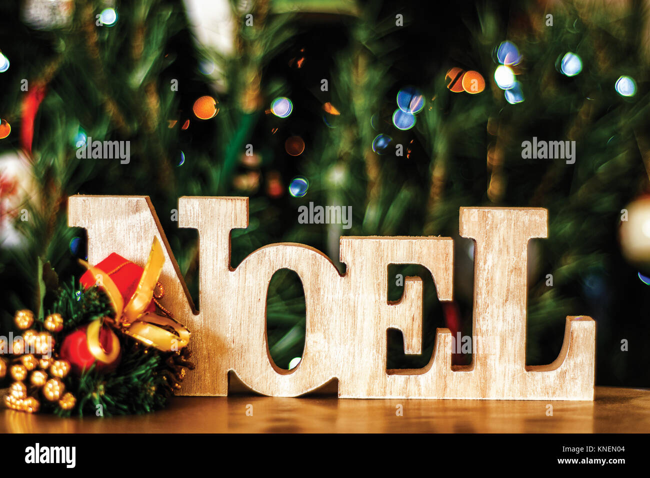 The first Noel - Home-made Christmas decoration Stock Photo