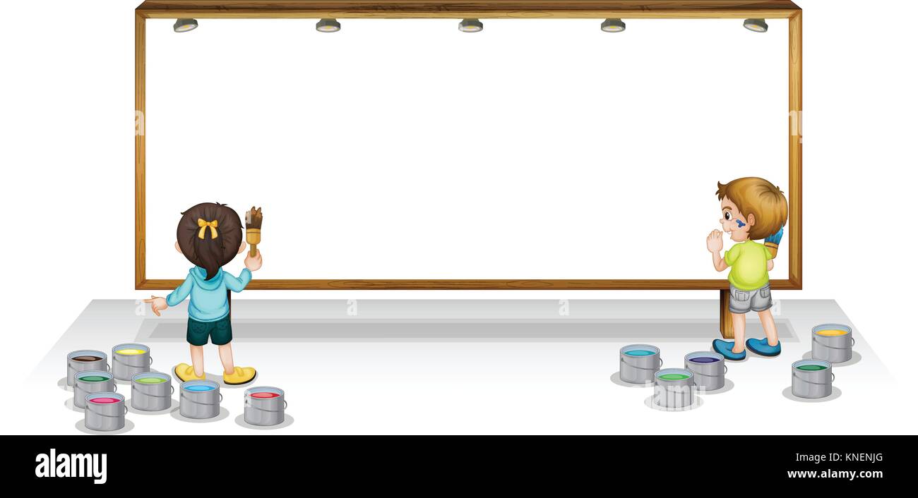 Illustration of a kids painting white board Stock Vector Image & Art