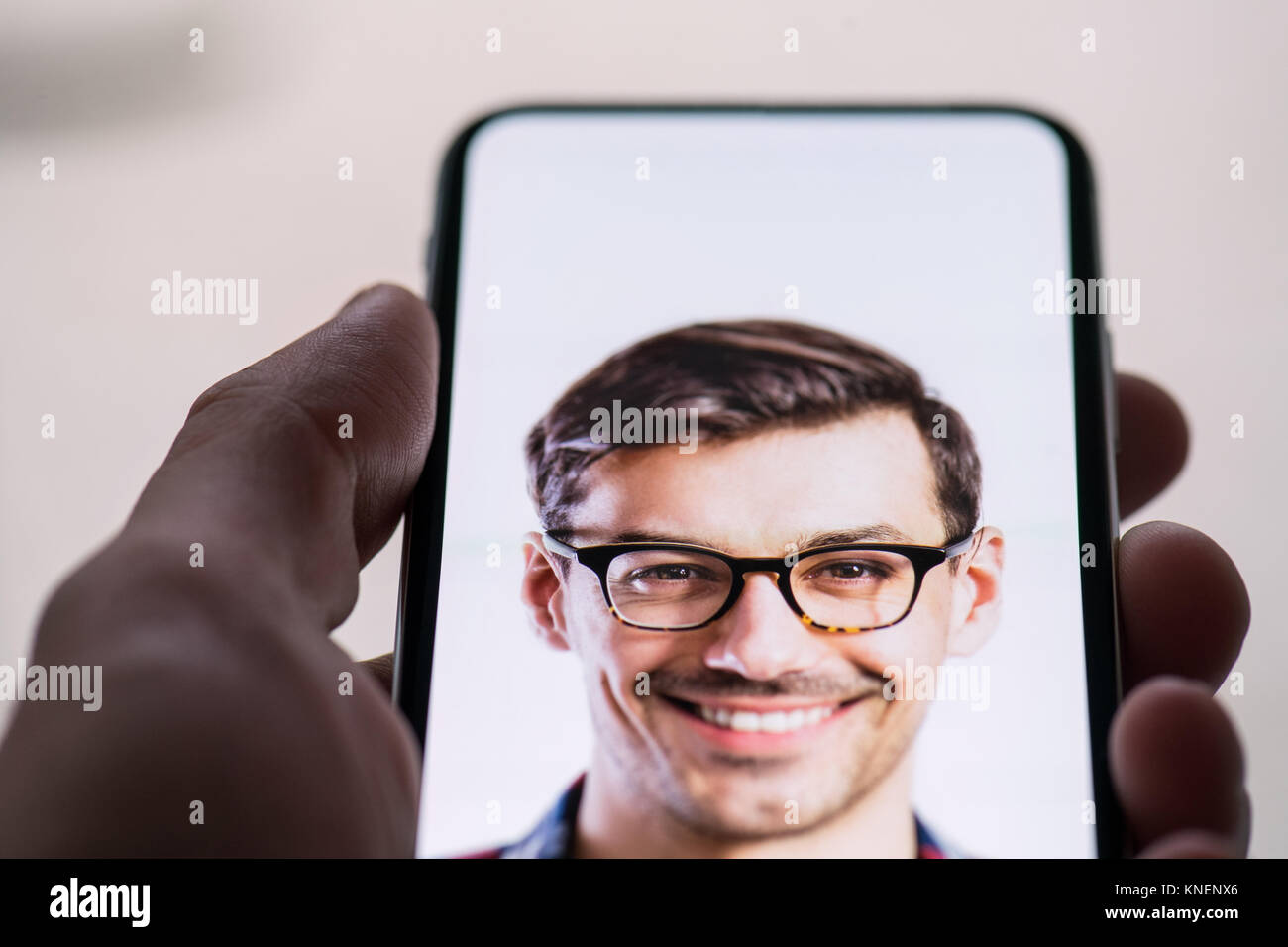A smartphone using face ID recognition system Stock Photo Alamy