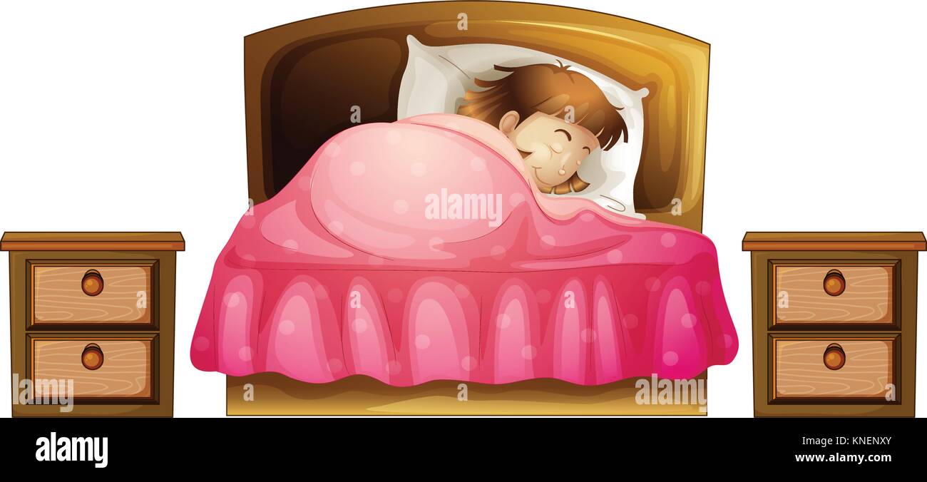 Illustration of a sleeping girl on a white background Stock Vector ...