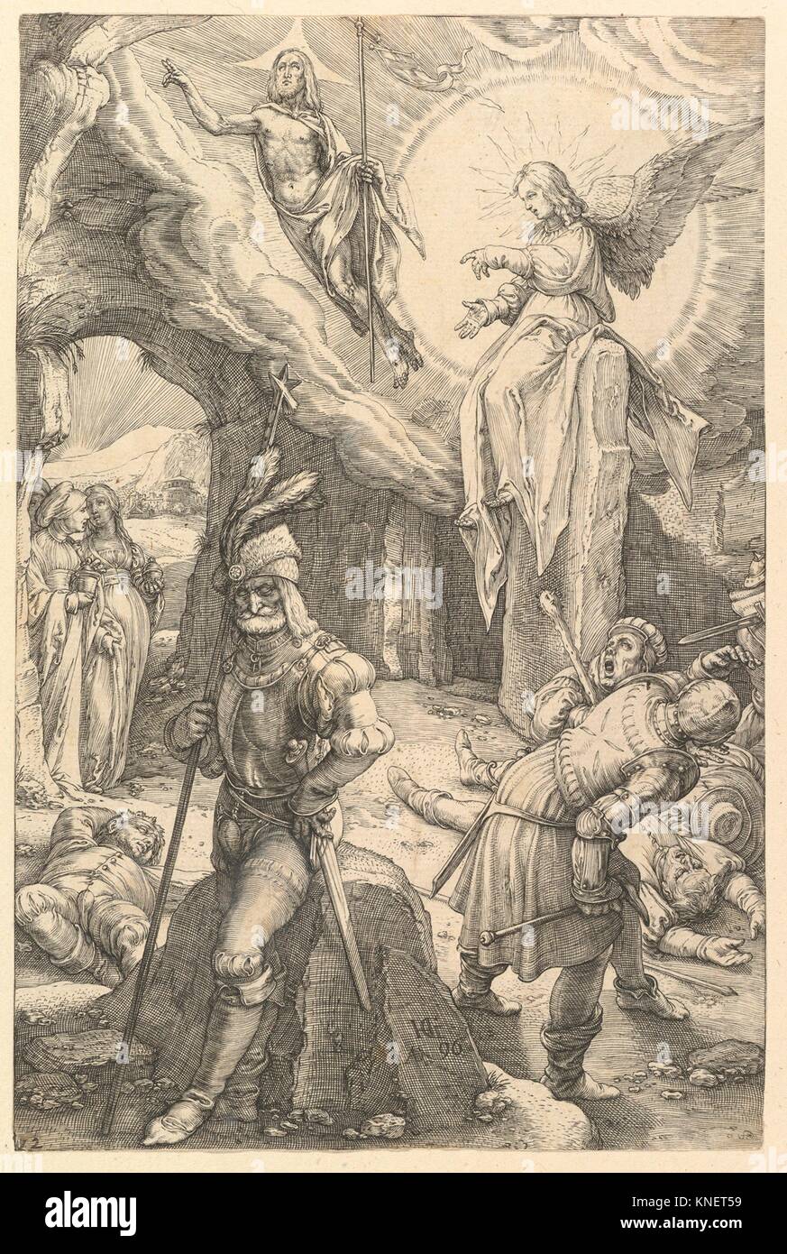 The Resurrection, from The Passion of Christ. Artist: Hendrick Goltzius (Netherlandish, Mühlbracht 1558-1617 Haarlem); Date: 1596; Medium: Engraving; Stock Photo
