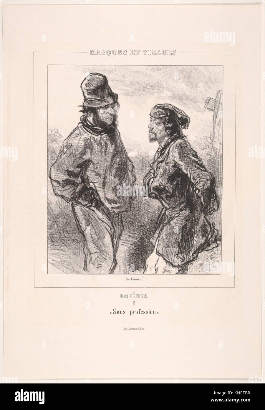 Sans profession, from the series Bohèmes, Masques et Visages. Artist: Paul Gavarni [Chevalier] (French, Paris 1804-1866 Paris); Publisher: Lemercier Stock Photo