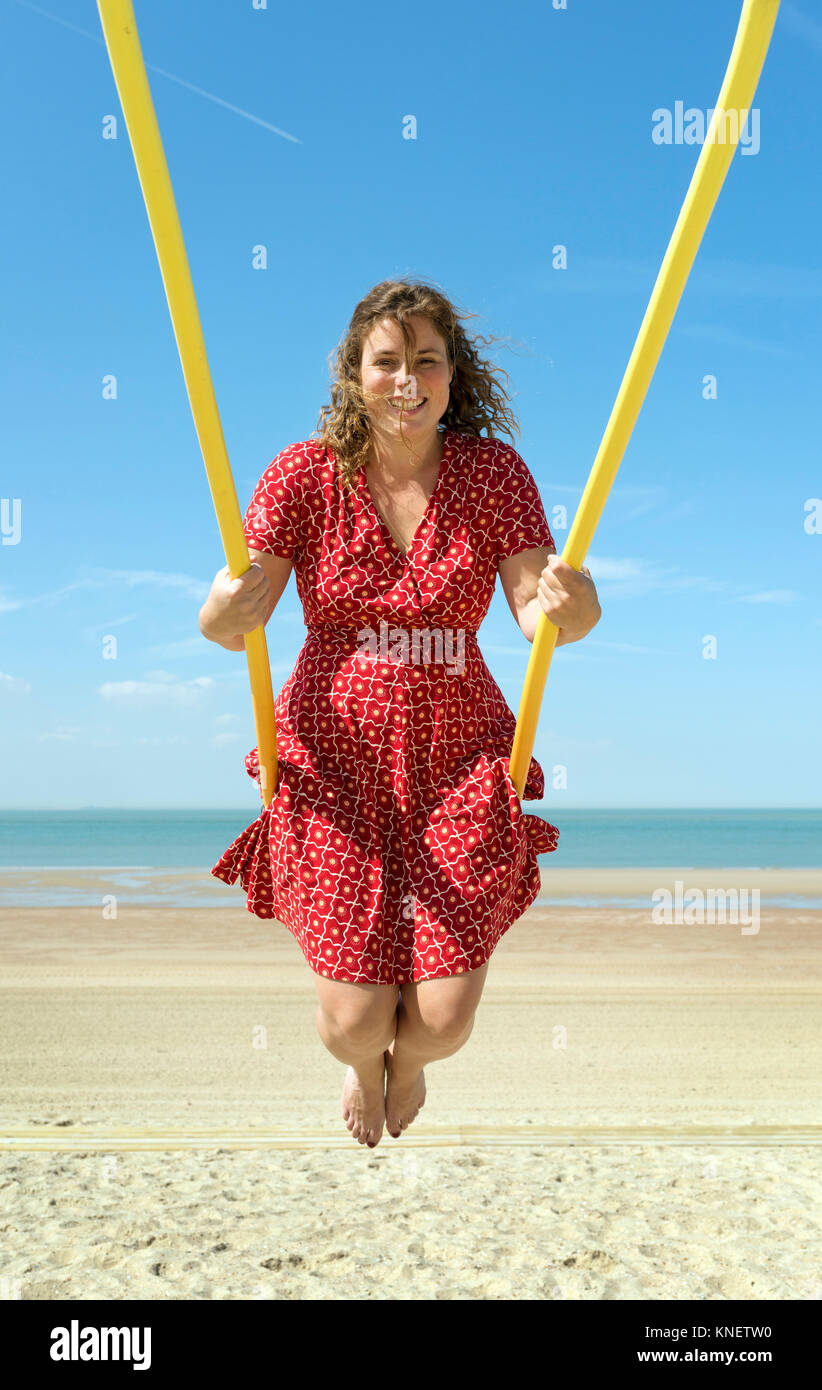 Mature woman fun beach hi-res stock photography and images - Alamy